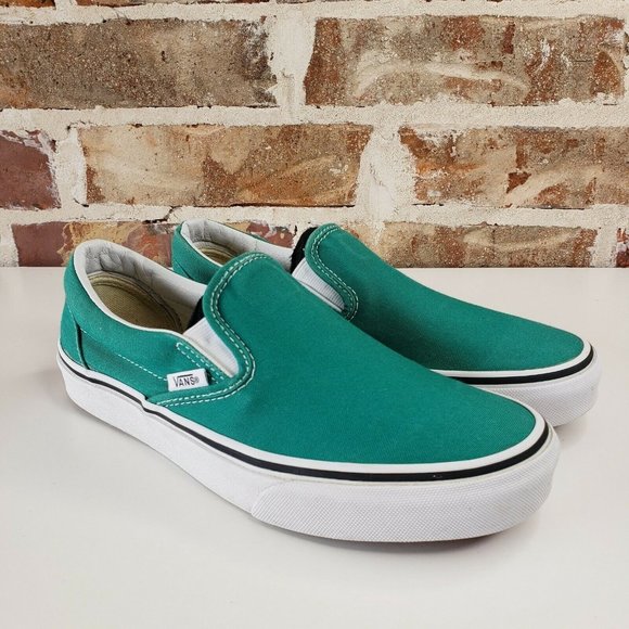 Vans Shoes - VANS Classic Slip-On Canvas (Neptune Green) Women Size 7 GREEN WHITE